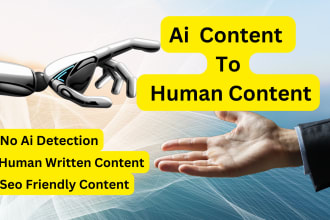 professionally edit, rewrite ai content to human content