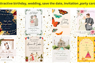 design digital invitation , party ,birthday cards , wedding invitation cards
