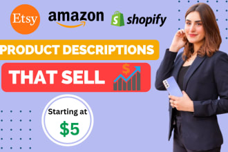 high converting product descriptions for shopify, etsy, and amazon