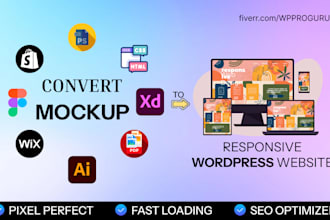 convert psd  figma to wordpress website using elementor
