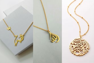 design jewelry name pendant arabic calligraphy