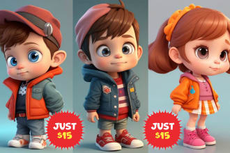 design 3d pixar style cartoon character, avatar logo banner ai art image editing