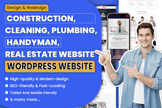 design construction, cleaning, handyman, plumbing, real estate wordpress website