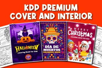 create coloring book covers and pages for adults or kids for amazon KDP