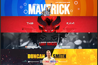 design a youtube banner, gaming banner, twitch banner