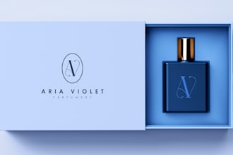 design perfume logo, label, and bottle for your brand