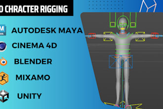 do 3d character rigging in maya, blender, cinema 4d