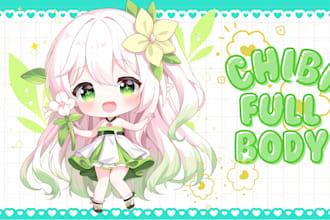 draw cute chibi anime character art for your oc, fanart, vtuber or reference