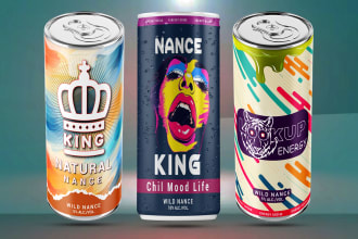 design beer can,  energy drink or product label design