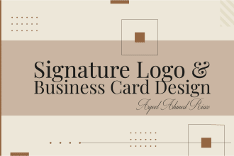 design custom cursive handwritten signature logo, business card with brand book