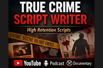 research and write a gripping true crime script for your channel