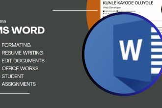 write resume, edit, format and rewrite docs in ms word