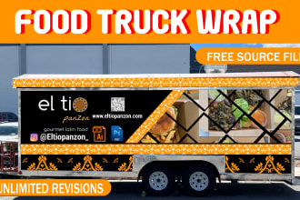 design stylish food truck wrap, food trailer wrap, or food van wrap design