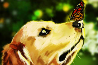 digital paint your dog, cat or any pet portrait