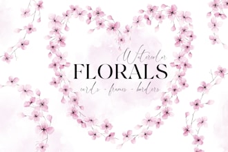 create watercolor floral card, invite, banner design
