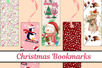 design christmas bookmarks and canva templates for etsy