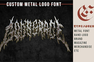 design custom metal logo font for merchandise, band in 24 hours