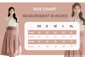 design unique size charts or size guides