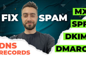 setup or fix dns records like dmarc, dkim, spf, mx, cname