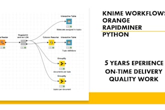 use knime, rapidminer, orange and python to create and manage your workflows