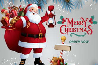 draw a charming christmas cartoon characters ,caricature,2d,3d characters
