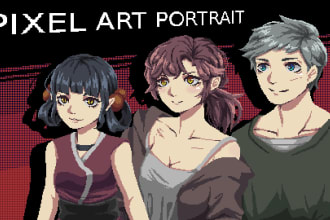 draw you anime pixel art character portrait illustration