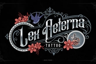 do awesome hand lettering and typography vintage tattoo logo