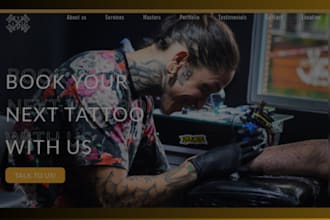 create tattoo studio website with booking feature, tattoo, piercing website