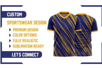 custom sportswear uniform design with 3d mockups