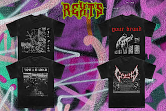 make a punk or hardcore design for your t shirt brand