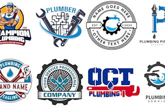 design unique professional plumbing logo high quality