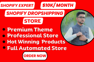 build you an automated dropshipping shopify store or shopify website