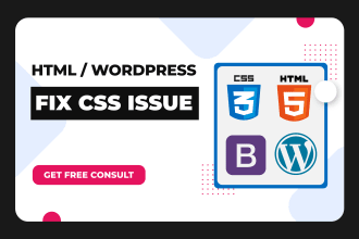 fix html css bugs, wordpress, html website issues