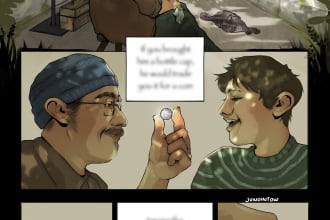 illustrate a comic book or graphic novel page for you