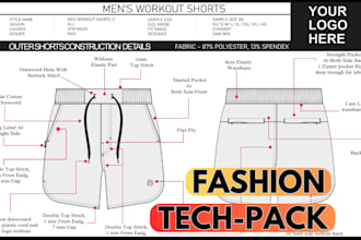 create tech pack and flat sketch for fashion design