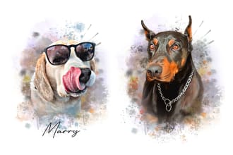 draw pet into watercolor portrait