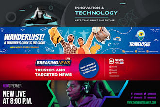 design a professional youtube banner and logo