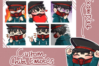 draw cute custom chibi emotes for twitch