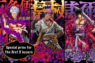 create awesome fanart anime with japanese style for tshirt