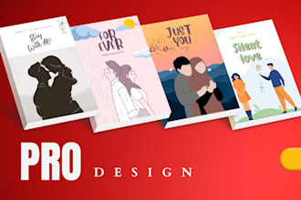 design unique vector illustrated romance book cover or ebook