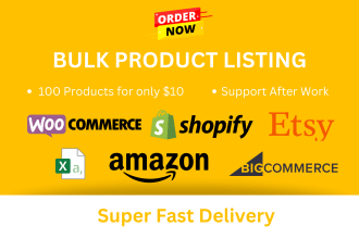 do bulk product listing to shopify, woocommerce, ebay, etsy and amazon