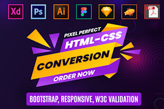 convert psd to html figma to html css responsive bootstrap