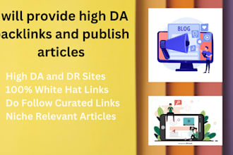 provide high da backlinks and publish articles
