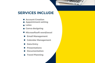 help in making spreadsheets, web research, and admin support