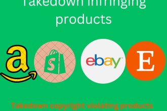 report to takedown stolen product listings  amazon,etsy,ebay, shopify by dmca