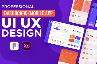 do mobile app UI UX design, dashboard UI,  or website UI UX in figma