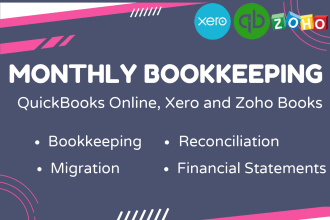 handle bookkeeping in quickbooks, xero, zoho books, and payroll accurately