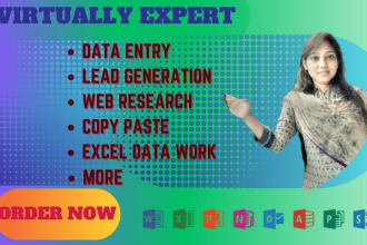 be at your prompt service for data entry web research and lead generation
