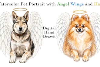 draw amazing angel dog portrait with halo and wings
