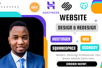 design a modern and responsive website on wix, hostinger, squarespace, godaddy